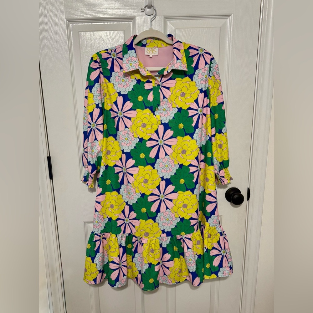 SSYS The Phoebe Smocked Long Sleeve Dress In Bold Floral Large